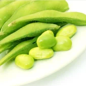 Edamame soy beans in bowls on white background