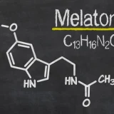 Blackboard with the chemical formula of melatonin
