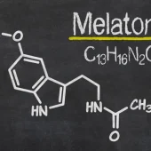 Blackboard with the chemical formula of melatonin